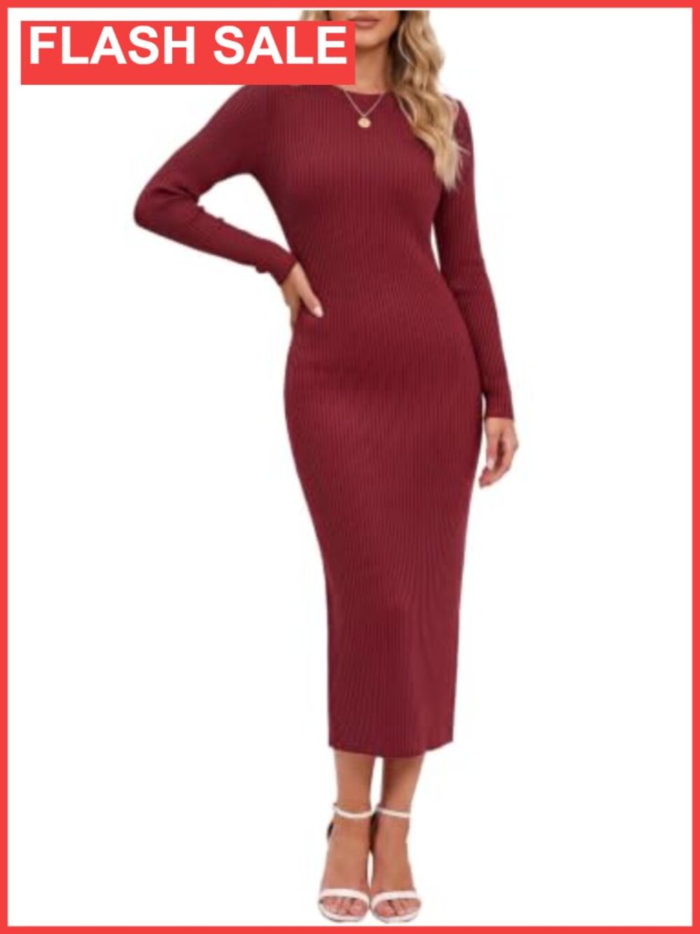 Womens Sweater Dress Long Sleeve Fall Knit Bodycon Midi